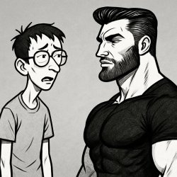 A weak guy vs a gigachad Meme Template