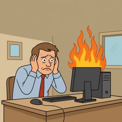 PC on fire Meme Template