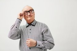 pENSIVE ELDERLY MAN WITH GLASSES LOOKING UP Meme Template