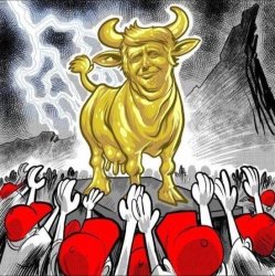 Donald Trump Golden Calf  MAGA mammon-worshipers Meme Template