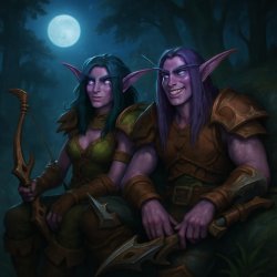 two night elf hunters from world of warcraft chilling Meme Template