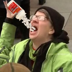 Liberal chugging Tylenol Meme Template