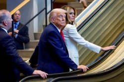 Trump on stopped escalator Meme Template