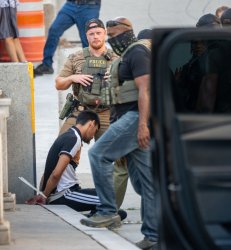 ICE thugs masks and regular police MAGA 1/6 militia pardon Meme Template