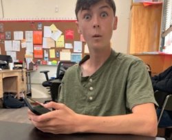 Green shirt guy surprised Meme Template