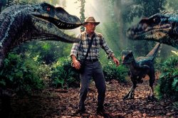 Jurassic guy surrounded by dinosaurs Meme Template