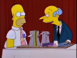 Homer in plant model contest with Mr. Burns Meme Template