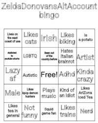 ZeldaDonovansAltAccount bingo Meme Template