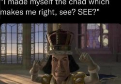 I made myself the chad which makes me right, see? Meme Template