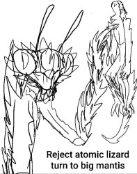 Reject atomic lizard turn to big mantis Meme Template