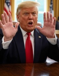 Donald Trump waving frantically Oval Office Conspiracy Theory Meme Template