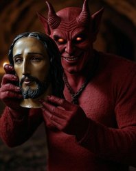 Satan Jesus Mask Evil White Christian Nationalism Trump Meme Template