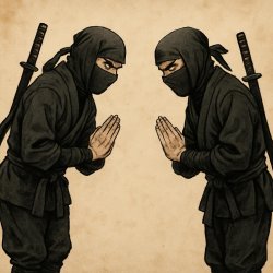 two ninja greeting each other in japenese style with attitude gl Meme Template