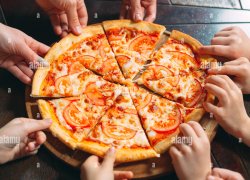 grabbing pizza slices Meme Template