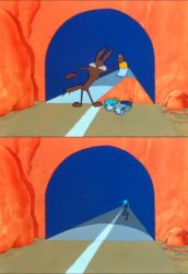 Wile e Coyote tunnel Meme Template