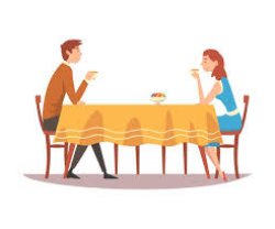 Man and Woman at Table Cartoon Meme Template