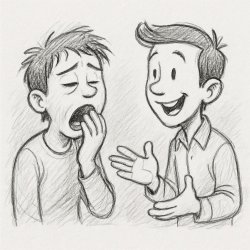 2 people talking to each other, one is bored and yawning while t Meme Template