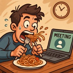 Me eating too fast so that I can join the meeting on time Meme Template