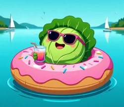 cabbage innertubing on lake Meme Template