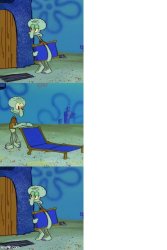 3 panel squidward chair Meme Template
