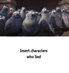 Pigeons shocked by lie Meme Template