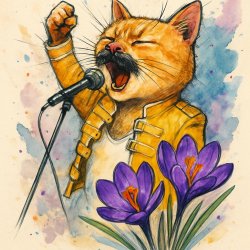 Ginger cat Freddy Mercury crocus Meme Template