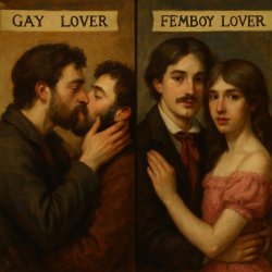 i have two sides, in left side Gay Lover, in right side Femboy L Meme Template