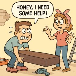 husband needing help with lifting something heavy while renovati Meme Template