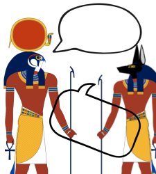 Anubis and Ra speaking to eachother Meme Template