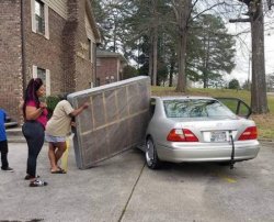 Mattress forced into car Meme Template