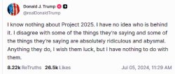 Trump denying Project 2025, before making the author head of OMB Meme Template