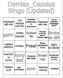 Demias_Cassius bingo (updated) Meme Template