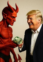 Donald Trump Satan Faustian Selling Soul for Money Mammon Meme Template