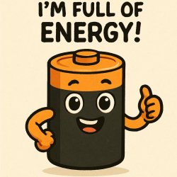 A cute, cartoon battery with a big confident smile and bright ey Meme Template