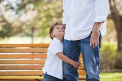 Little Boy looking up at Daddy Meme Template