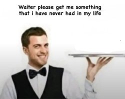 Waiter please get me something that i have never had in my life Meme Template