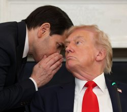 Marco Rubio Whispering In Donald Trump's Ear Meme Template