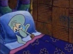 Squidward crying in bed Meme Template