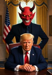 Donald Trump Satan laughing  Lucifer Meme Template