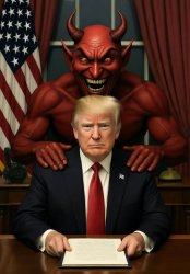 Donald Trump Satan laughing  Lucifer Meme Template