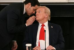 Rubio Whispering to Trump Meme Template