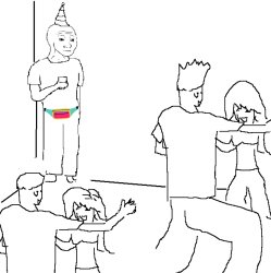 ROADBLOCK HIDING BONER WITH FANNY PACK Meme Template