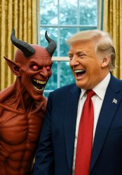 Donald Trump Satan laughing oval office evil Meme Template