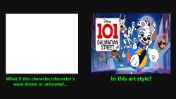 What if Character Drawn in 101 Dalmatian Street Meme Template