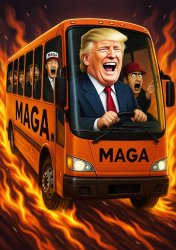Donald Trump MAGA bus to Hell Meme Template