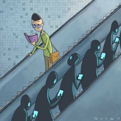 phone guys looking at reading guy Meme Template