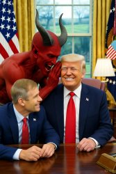 Donald Trump Satan Jim Jordon Ear Whisper Meme Template