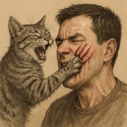 cat clawing mans face Meme Template