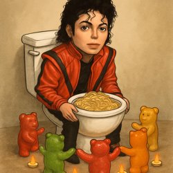 draw micheal jackson in a toilet with noodles in it with gummy b Meme Template