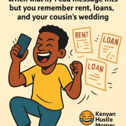 Create a funny meme of a young Kenyan man dancing joyfully while Meme Template